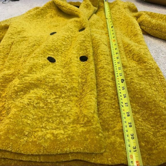 𝅺ZARA NWOT mustard yellow oversized teddy coat size extra small - Picture 14 of 15